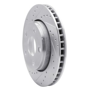Jeep Wrangler Brake Rotor (1) - Front Left - R1 Concepts - Drilled & Slotted - Silver - `07-`18